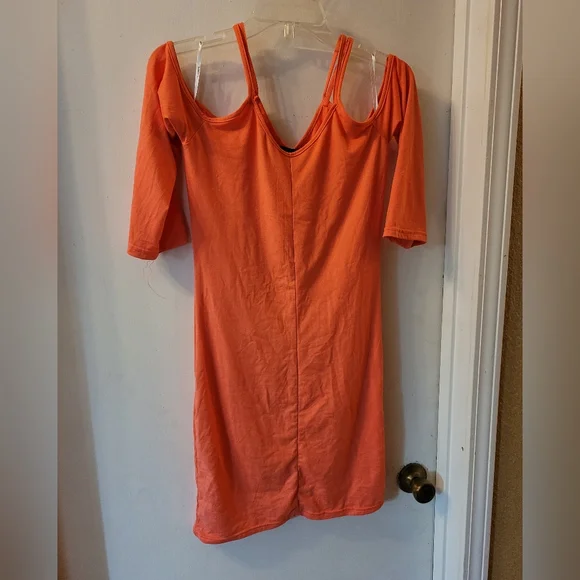 open lace back dress Zione Bodycon Dress in Orange Diamante Buckle